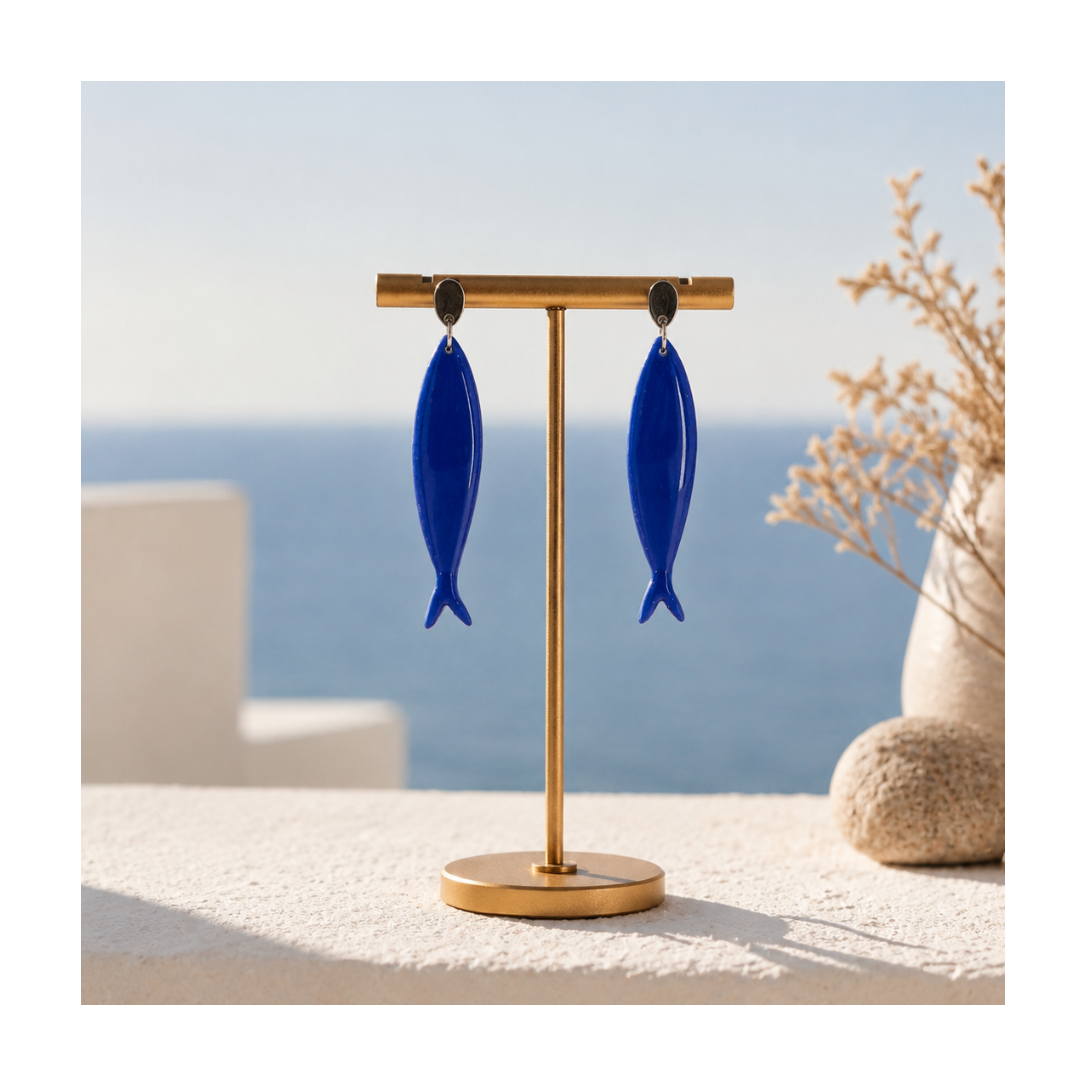Boucles d'oreilles poissons bleues