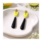 Boucles d'oreilles longues tulipe et goutte fluo