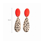 Boucles d'oreilles rouge et leopard