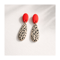 Boucles d'oreilles rouge et leopard
