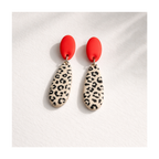 Boucles d'oreilles rouge et leopard