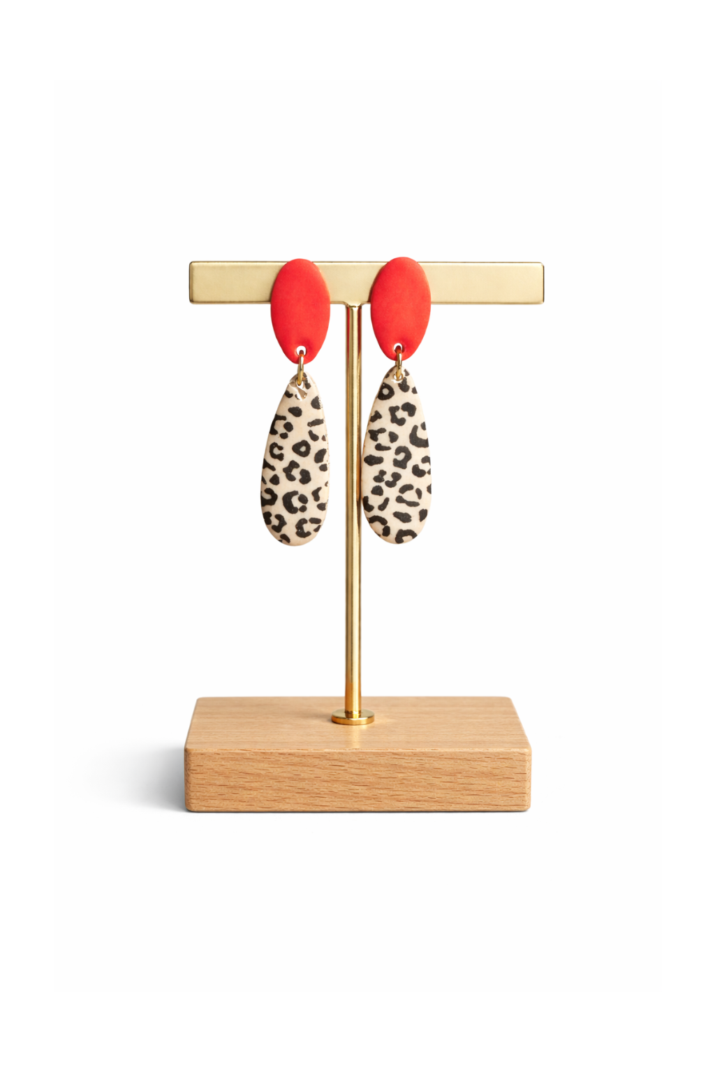 Boucles d'oreilles rouge et leopard