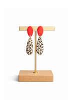 Boucles d'oreilles rouge et leopard