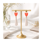 Boucles d'oreilles longues tulipe et goutte fluo