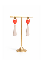 Boucles d'oreilles longues tulipe et goutte fluo