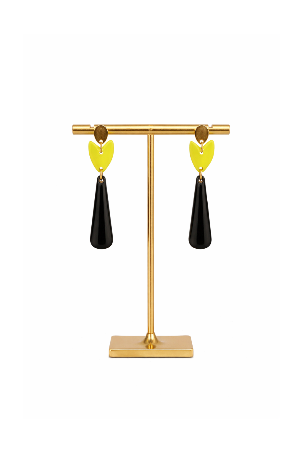Boucles d'oreilles longues tulipe et goutte fluo