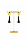 Boucles d'oreilles longues tulipe et goutte fluo