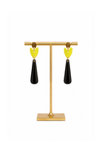 Boucles d'oreilles longues tulipe et goutte fluo