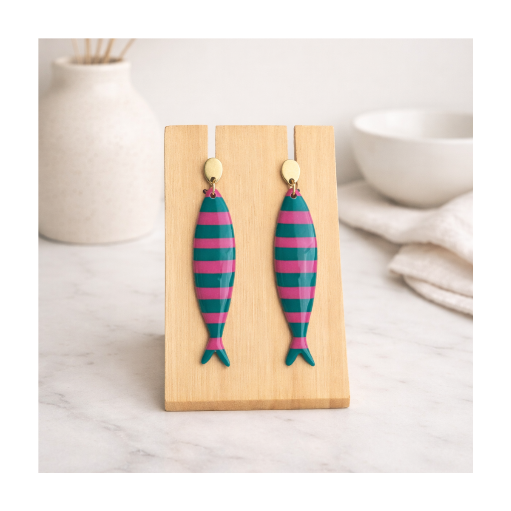 Boucles d'oreilles poissons rayures