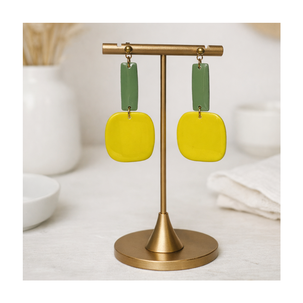 Boucles d'oreilles graphiques rectangle et carré