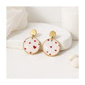boucles d'oreilles ronde imprimé coeur