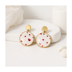 boucles d'oreilles ronde imprimé coeur