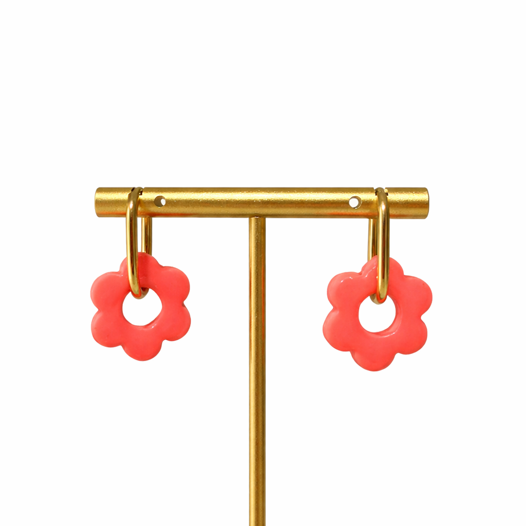Boucles d'oreilles créoles et papille fleur