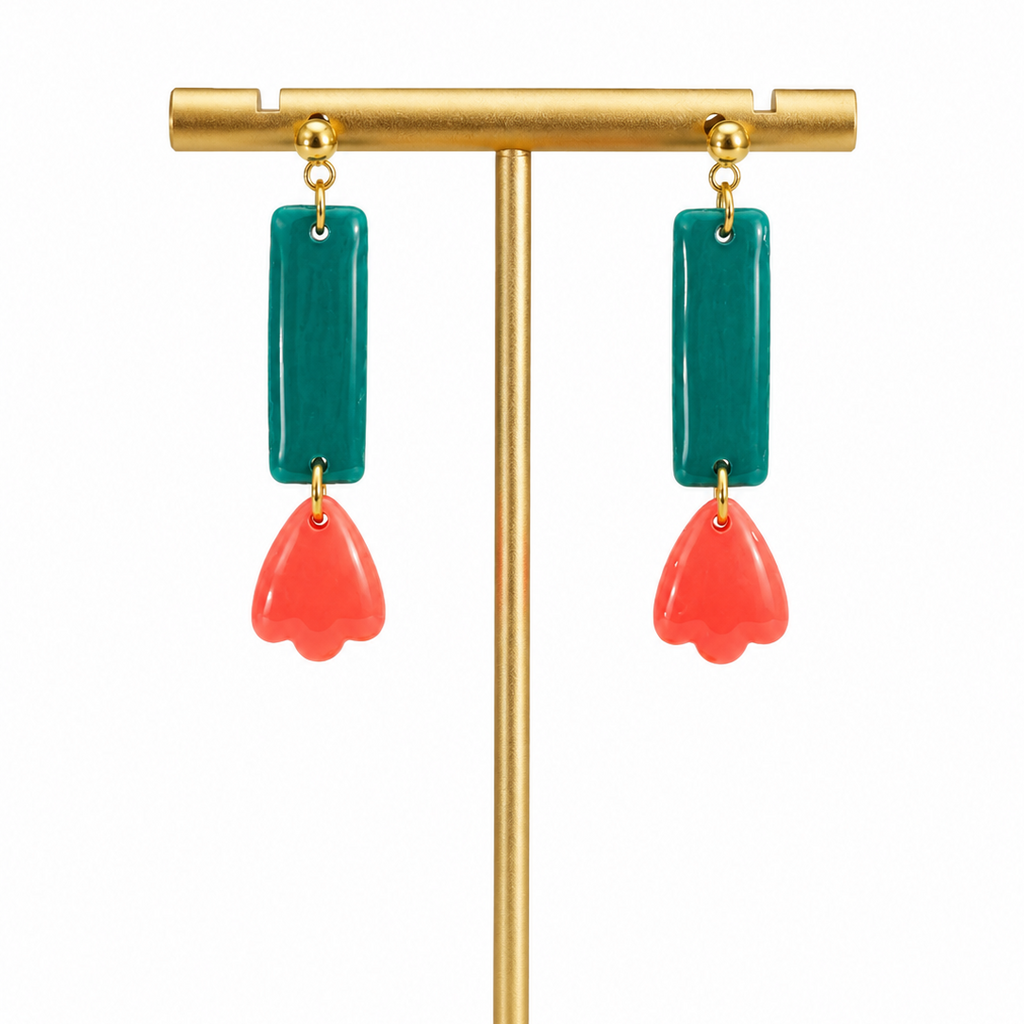 Boucles d'oreilles longues tulipes bleue ou corail