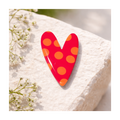 Broche oiseau et coeur orange