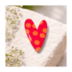 Broche oiseau et coeur orange
