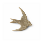 Broche hirondelle vernis doré à paillettes