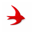 Broche hirondelle rouge pailleté vernis