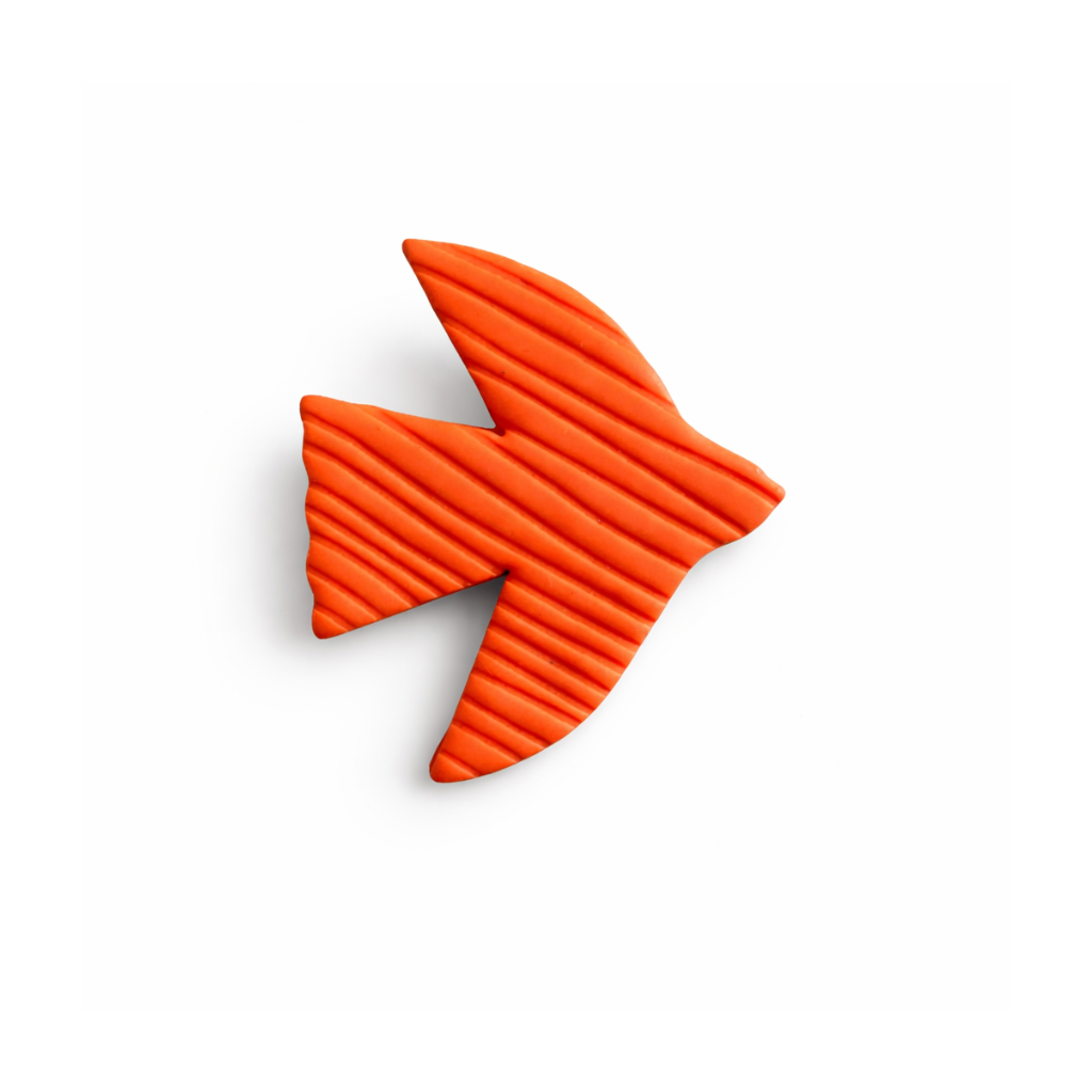 Broche oiseau et poissons orange