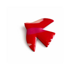 Broche oiseau et coeur rouge vernis