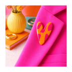 Broche coeur orange et rose vernis