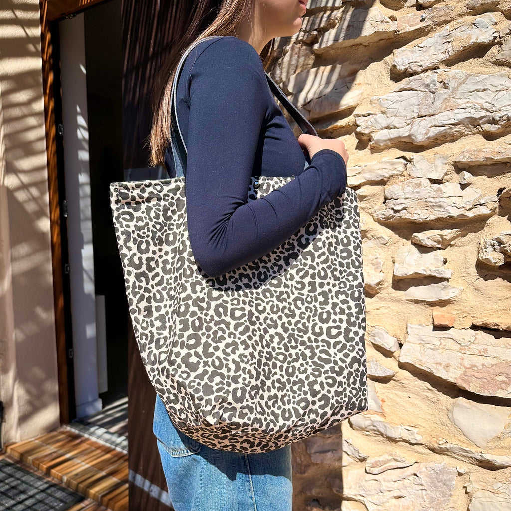 Sac cabas coton leopard