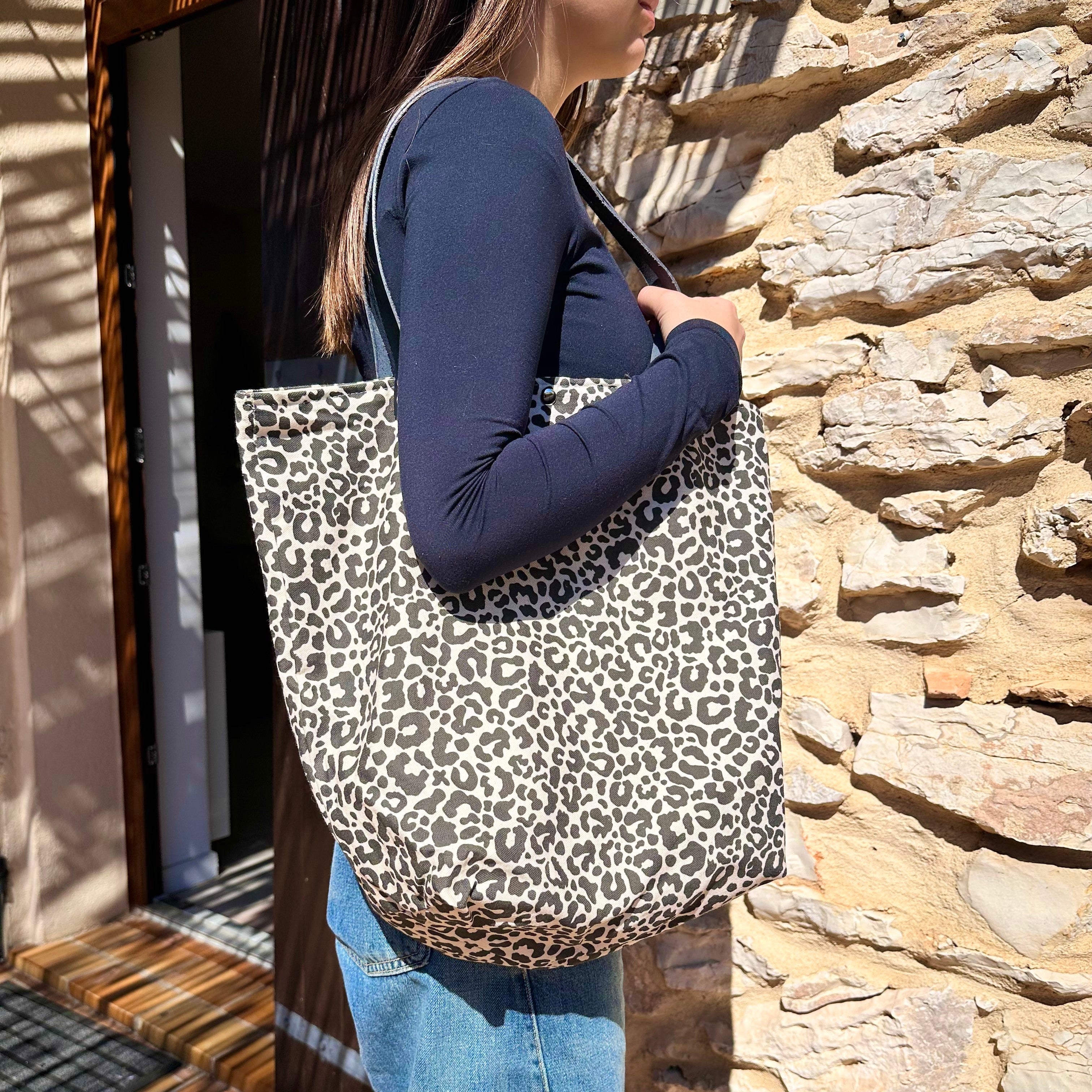 Sac cabas coton leopard