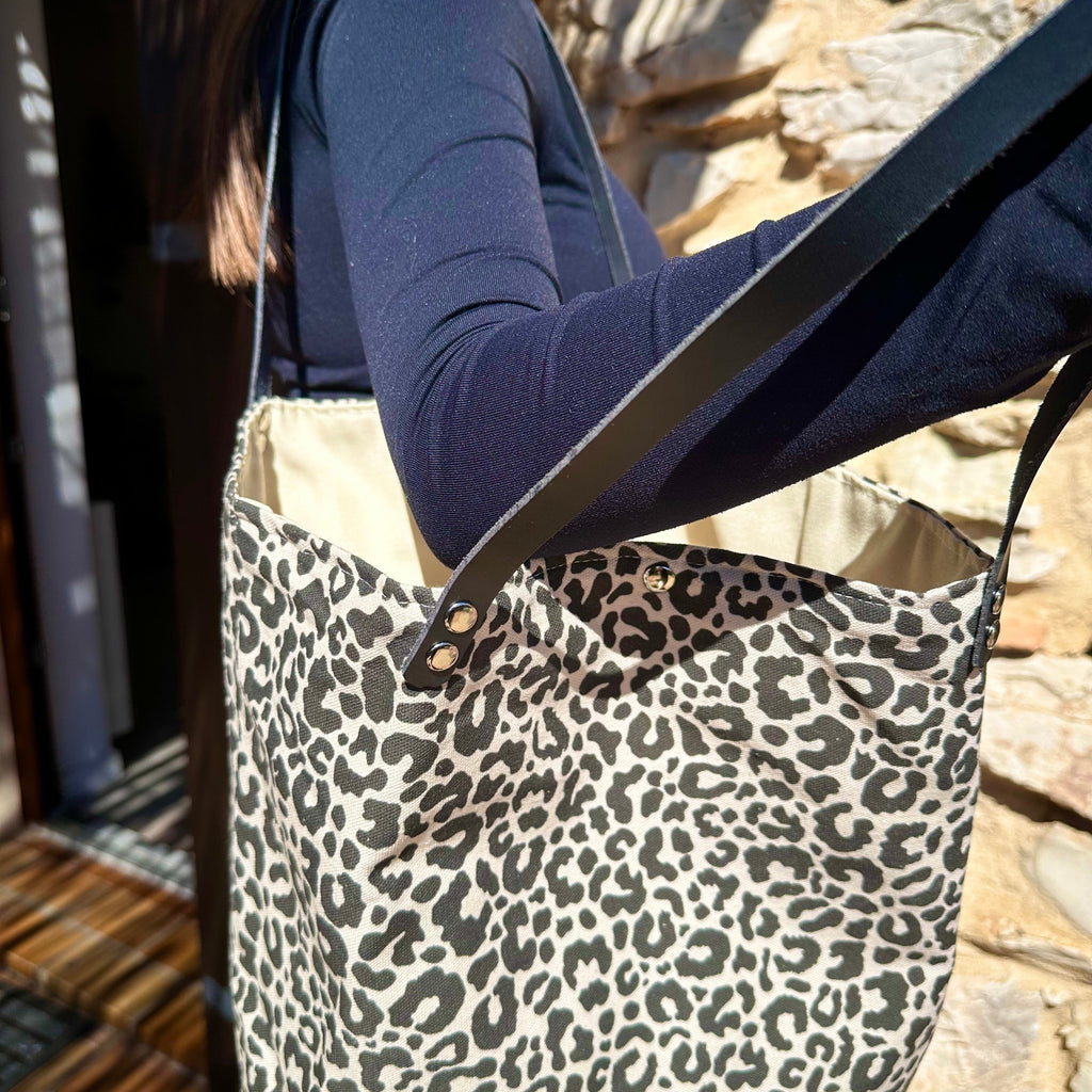 Sac cabas coton leopard