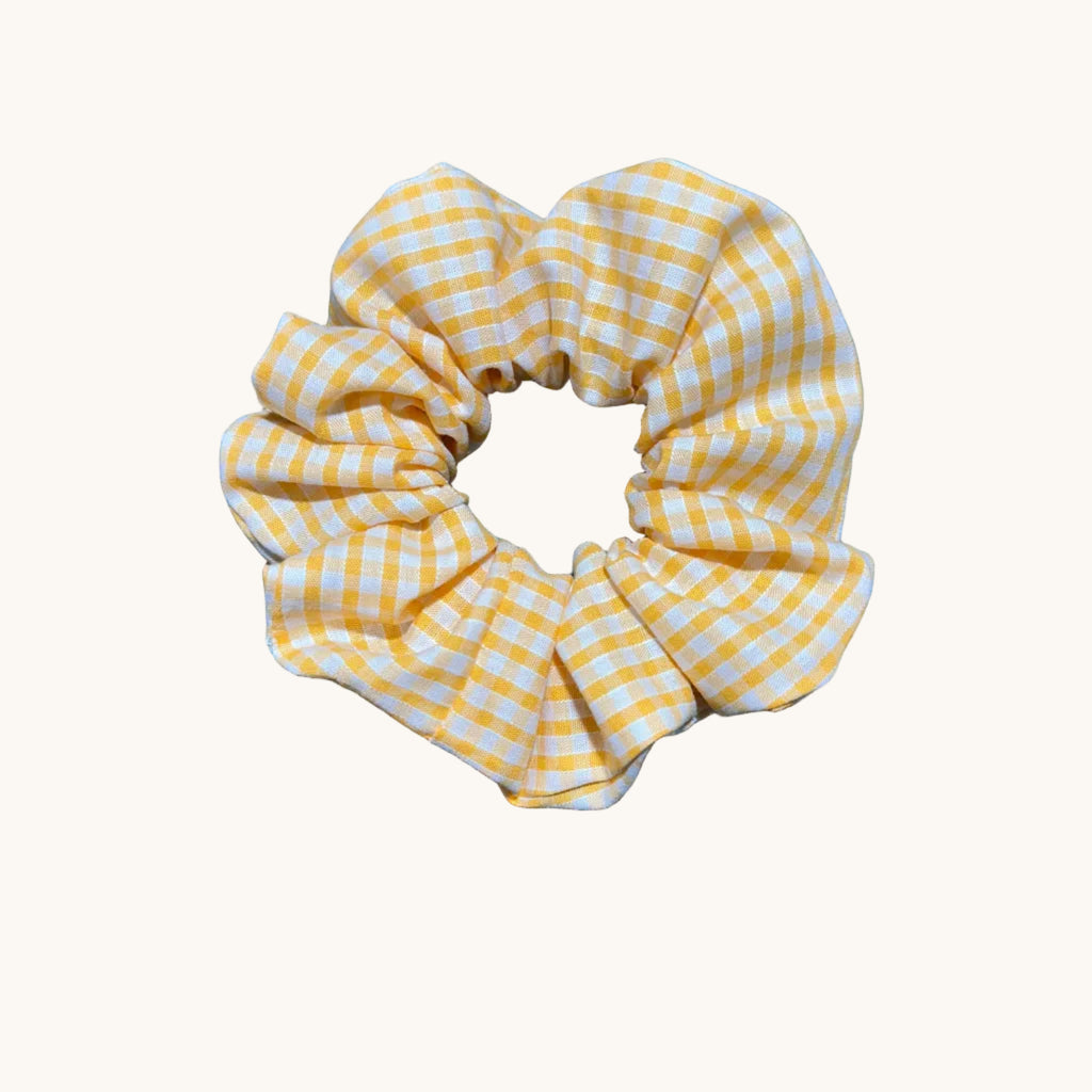 Chouchou à cheveux vichy rose ou jaune