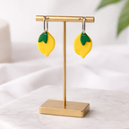 Boucles d'oreilles créoles et pampille citron