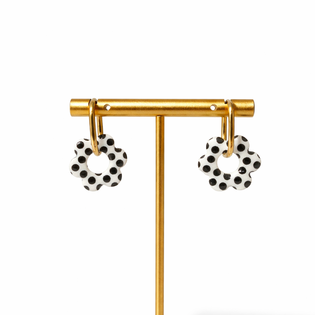 Boucles d'oreilles créoles et papille fleur
