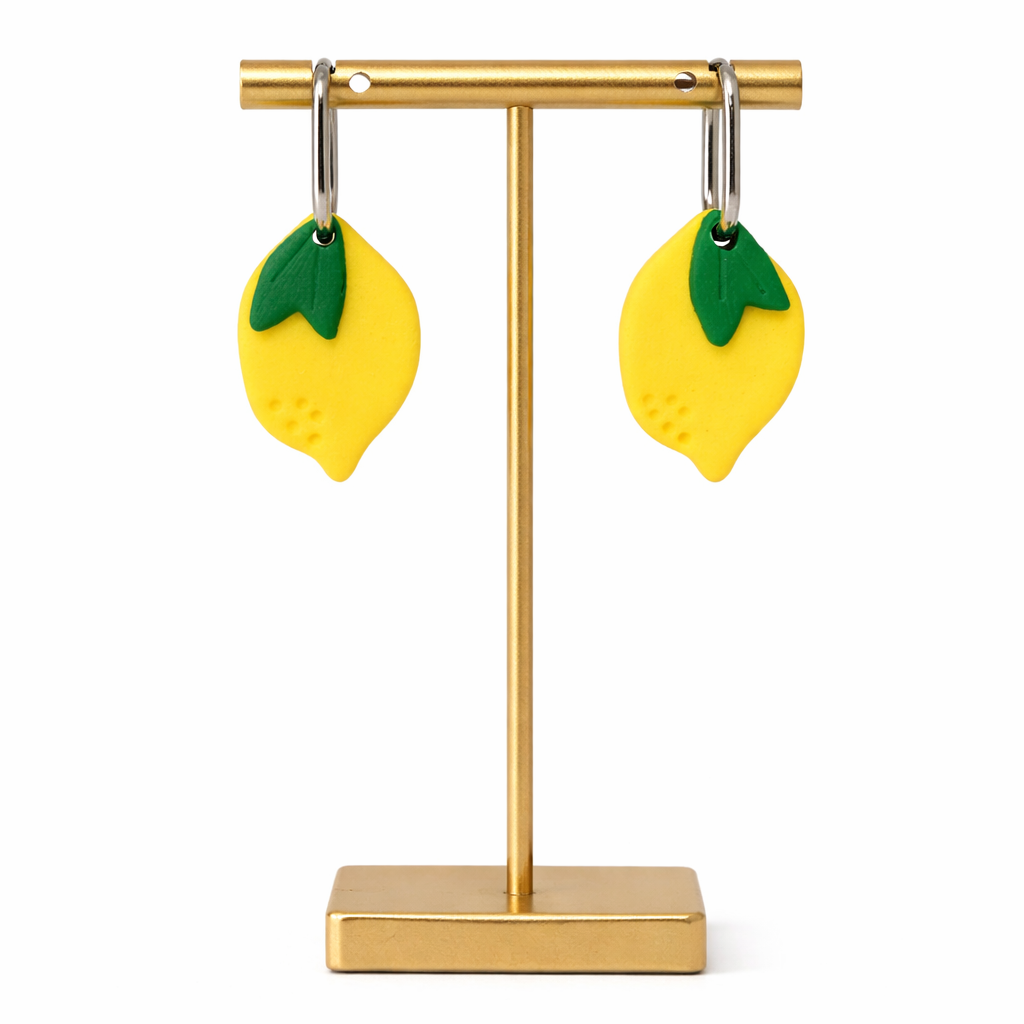 Boucles d'oreilles créoles et pampille citron