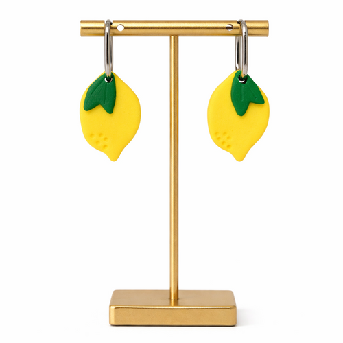 Boucles d'oreilles créoles et pampille citron