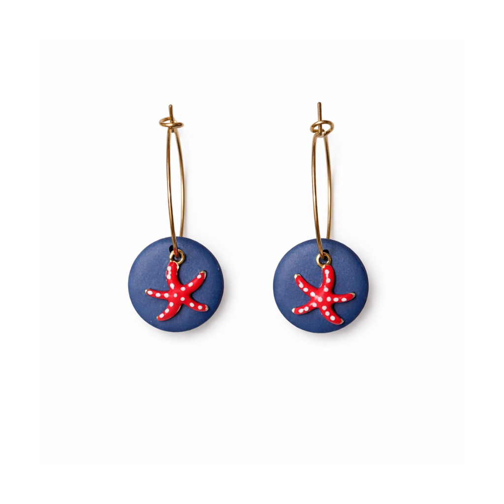 Boucles d'oreilles petites créoles étoile de mer