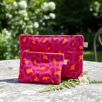 Trousse gaze de coton léopard fushia