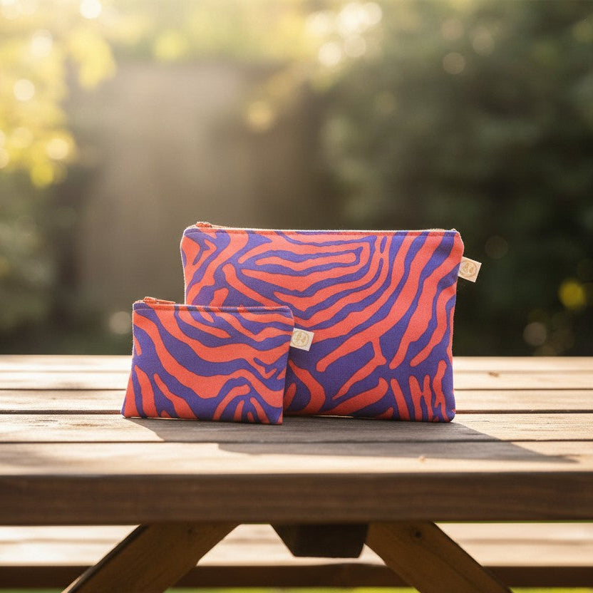 Trousse zèbre orange et violet
