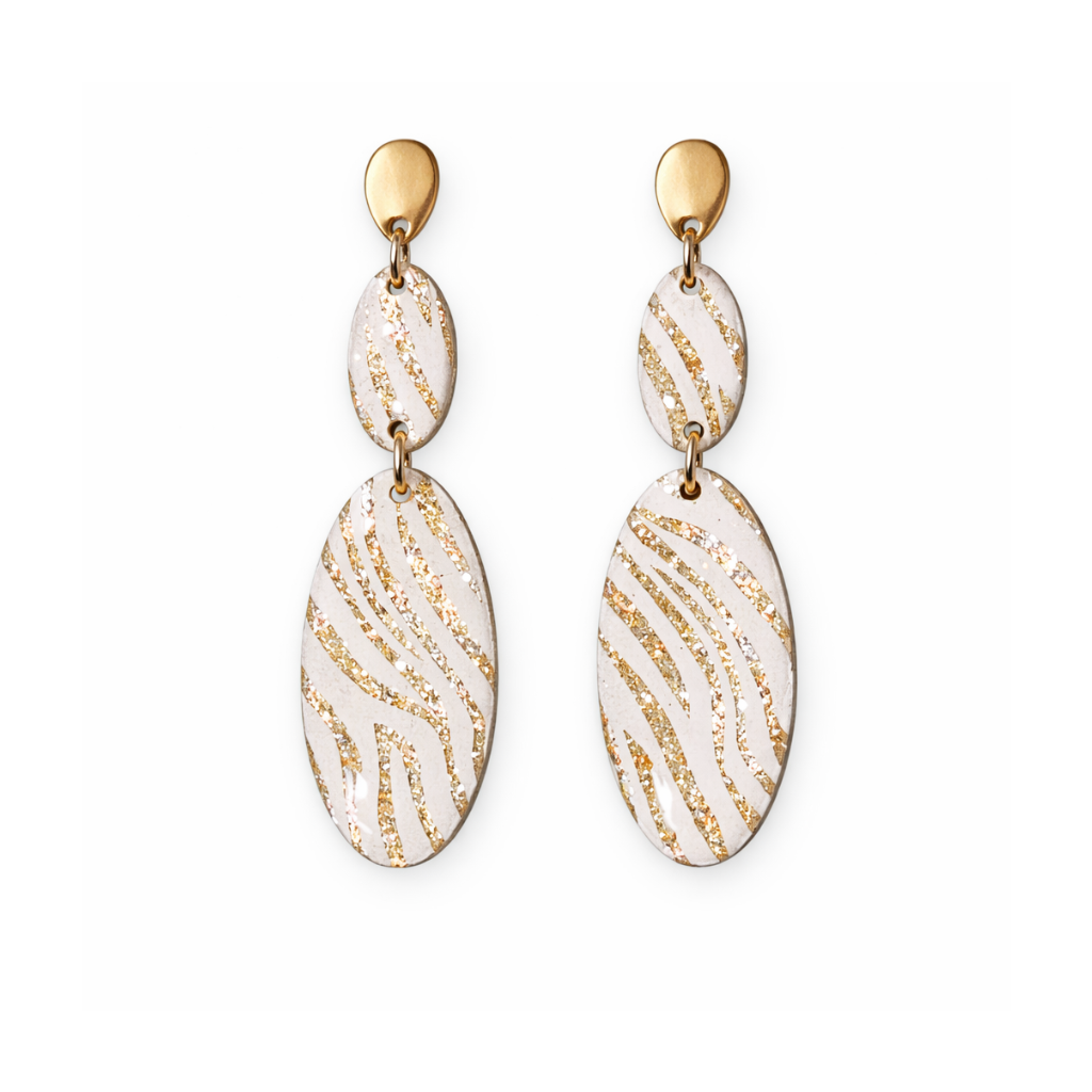 Boucles d'oreilles imprimé zèbre blanc
