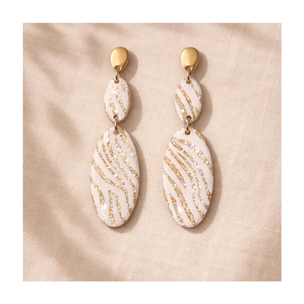 Boucles d'oreilles imprimé zèbre blanc