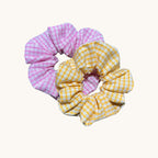 Chouchou à cheveux vichy rose ou jaune