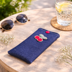 Étui à lunettes en jean leopard ou cerise