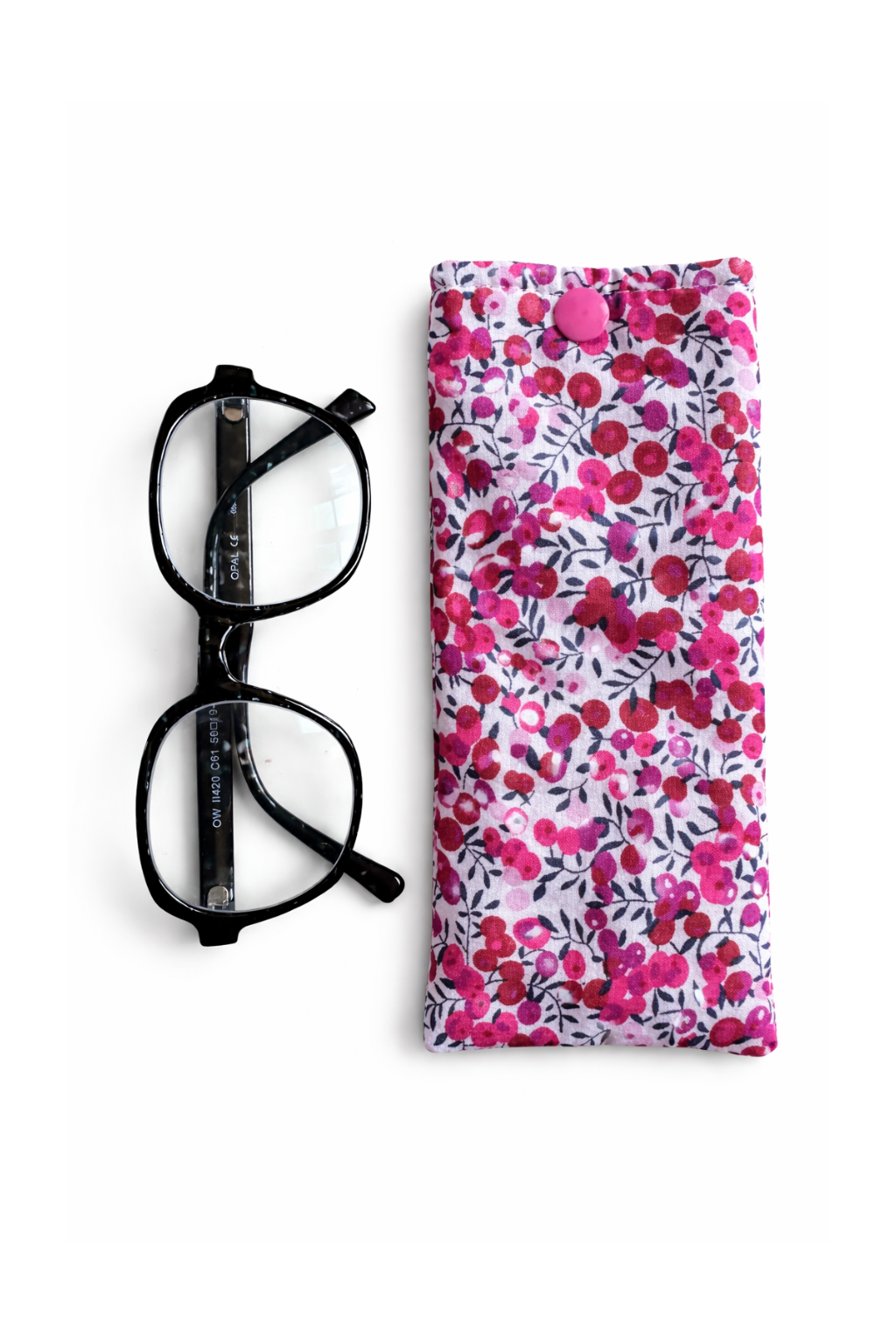 Étui à lunettes liberty baies rouges et bleues
