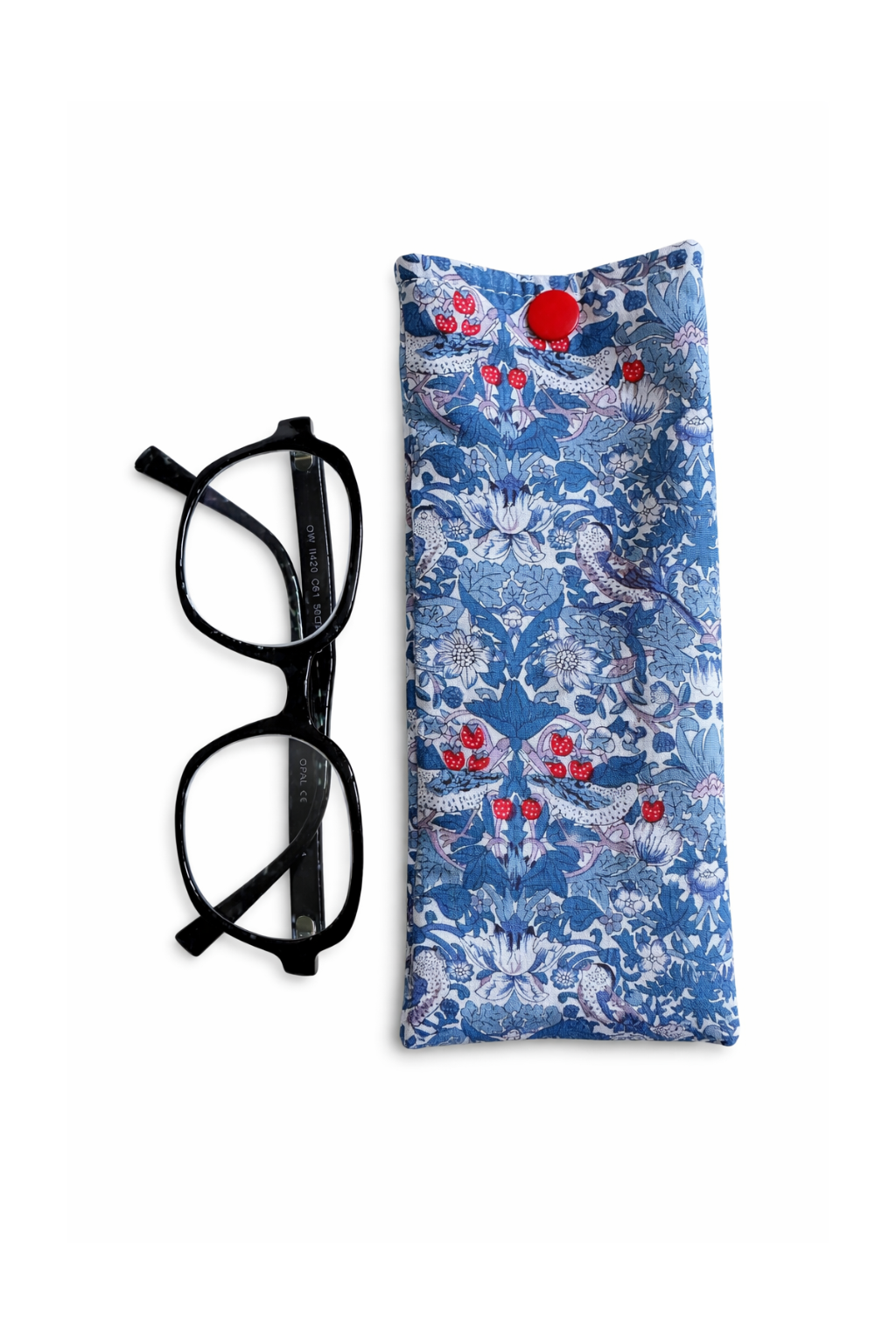 Étui à lunettes liberty bleu et blanc