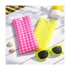 Étui à lunettes tissu gaufré vichy fluo