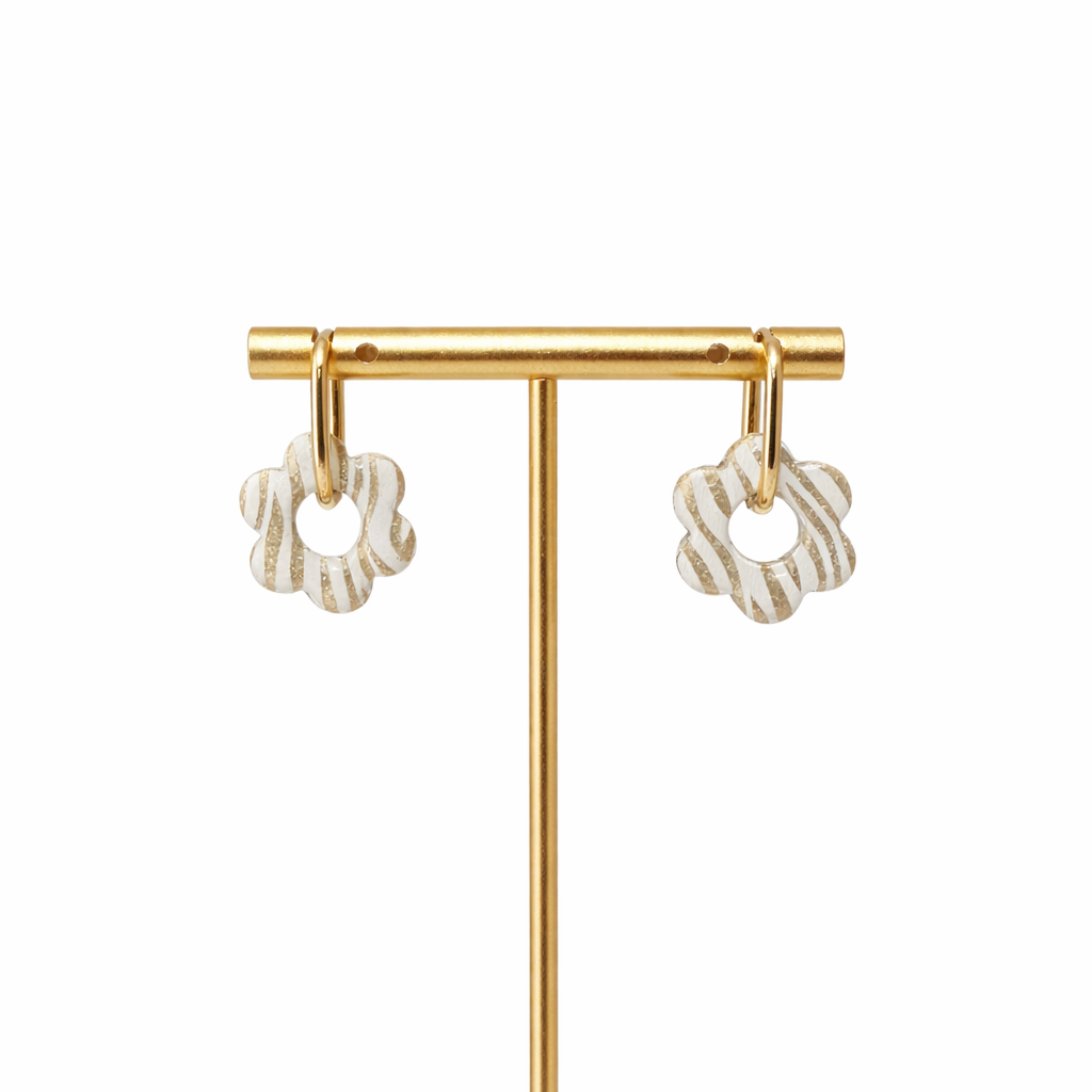 Boucles d'oreilles créoles et papille fleur