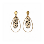 Boucles d'oreilles goutte leopard anneau doré diamanté