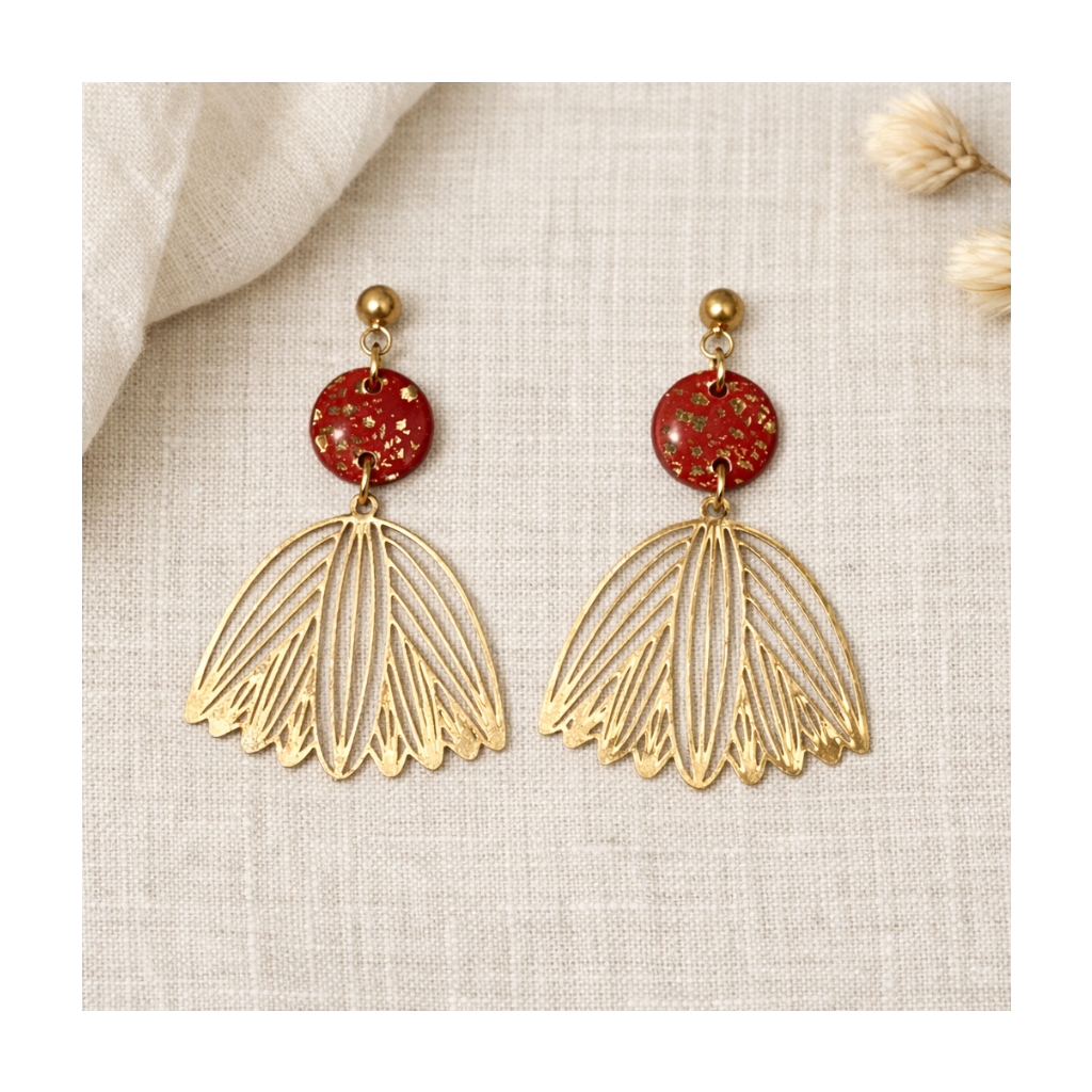 Boucles d'oreilles pendante tulipe en acier inoxydable