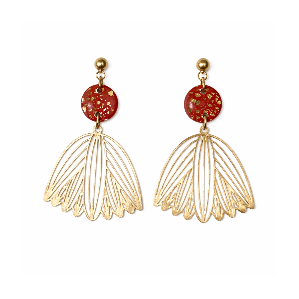 Boucles d'oreilles pendante tulipe en acier inoxydable