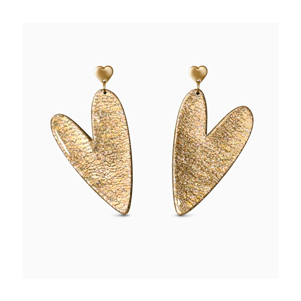 boucles d'oreilles grand coeur doré