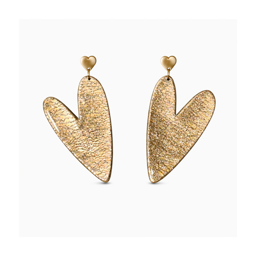 boucles d'oreilles grand coeur doré