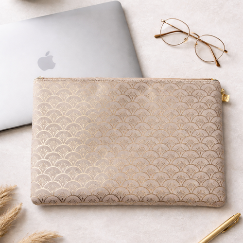 Housse d'ordinateur motifs art déco dorés
